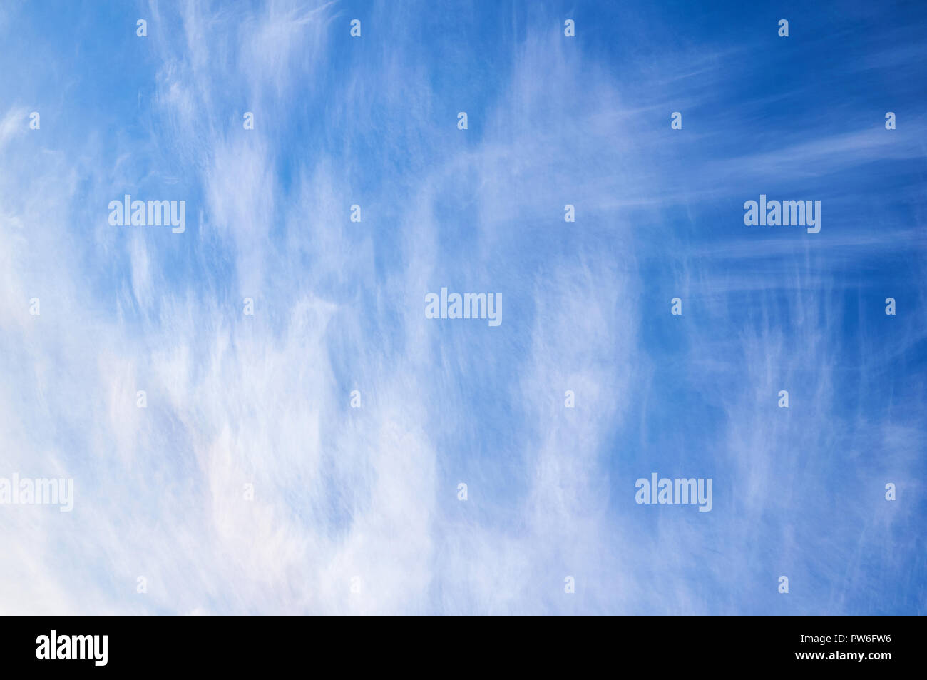 Beautiful blue sky with fleecy clouds. Abstract background. Stock Photo