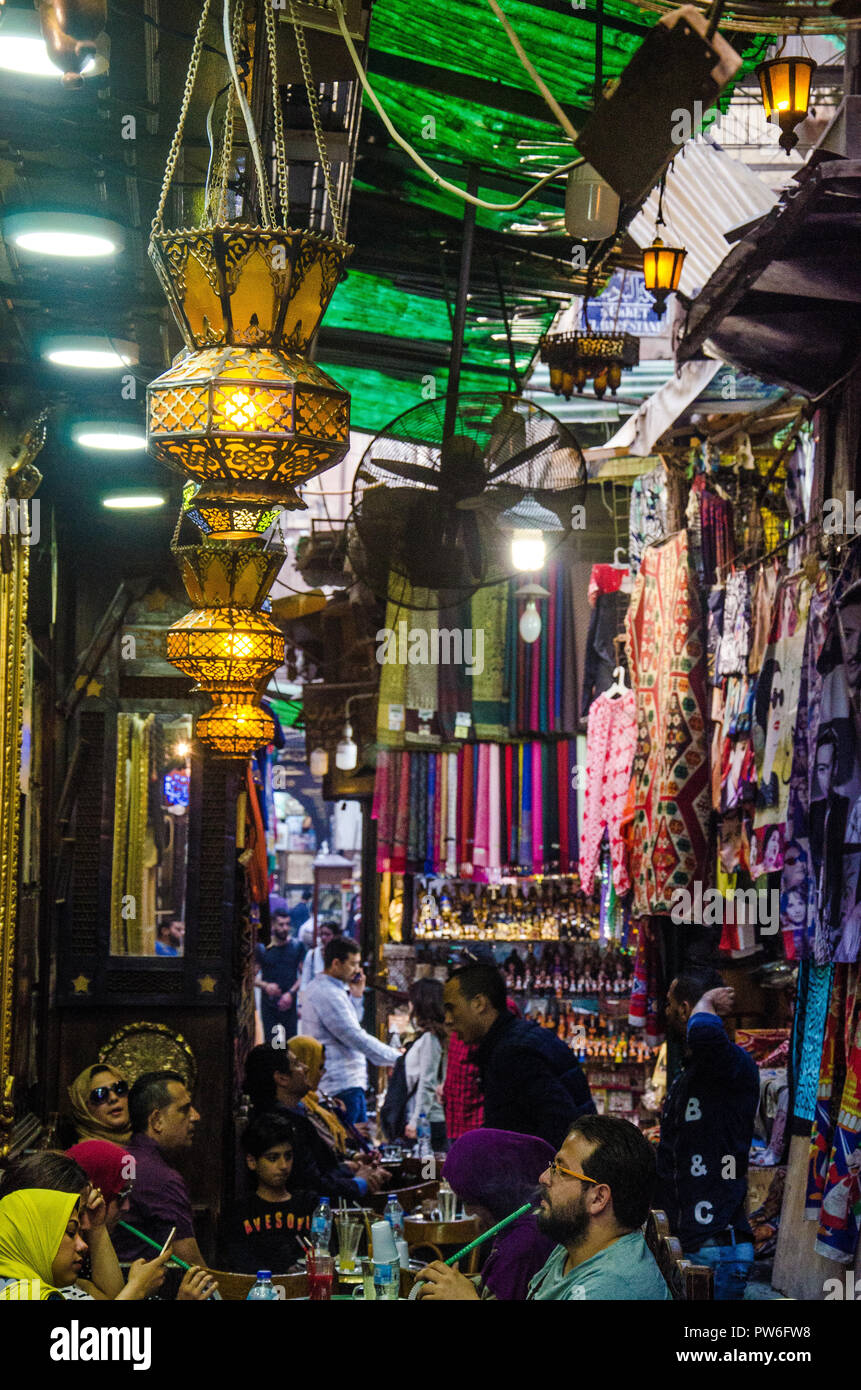Cairo, Egypt April 2018. Typical hand made Craftwork store in Cairo