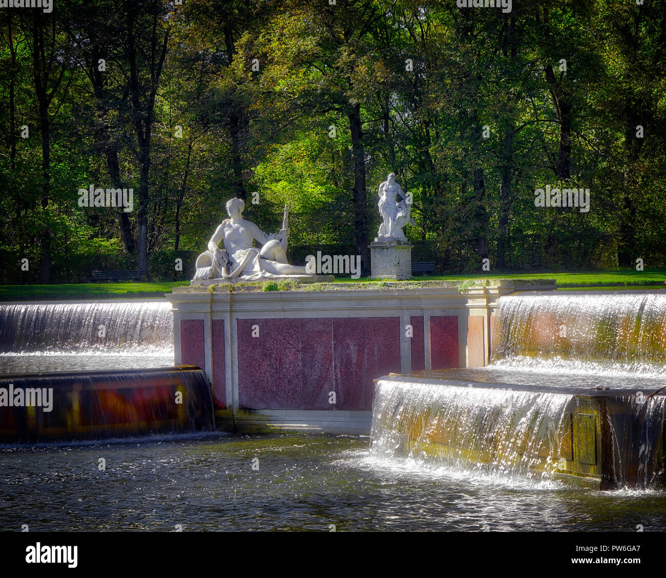 DE - BAVARIA: Nymphenburg Palace Park, The Great Cascade / Grosse Kaskade (HDR-image) Stock Photo