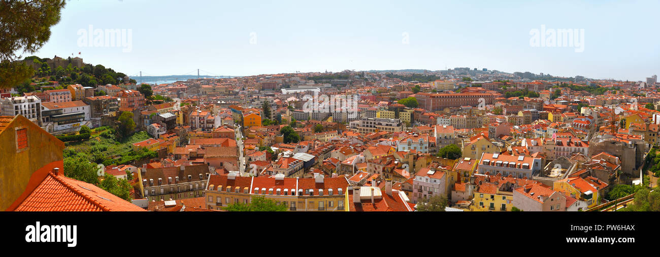 Panoramic elevated view of Lisbon, Portugal Stock Photo
