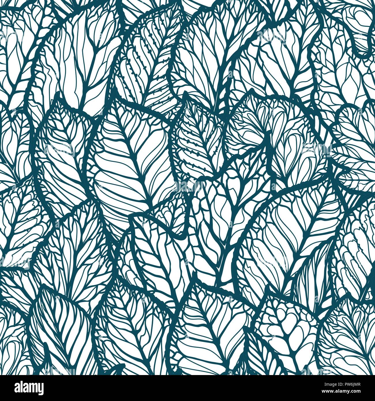 Floral pattern. Decorative leaves. Seamless background vector illustration Stock Vector