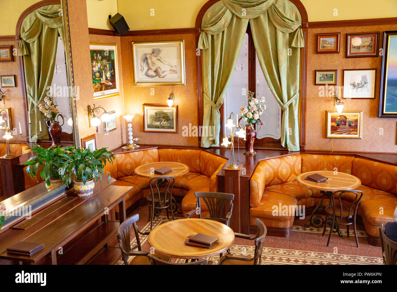 Interior Of A Traditional Italian Cafe In Montepulciano