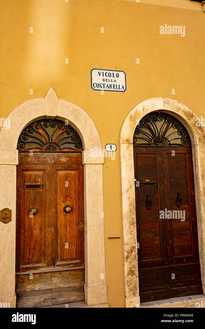 Italian timber wooden external doors on a property in Tuscany,Italy