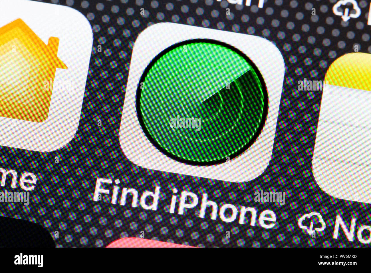 Find iPhone app icon on iPhone (close up, macro) - USA Stock Photo