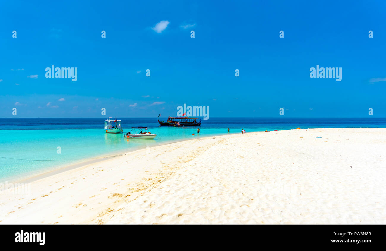 Maldives paradise sandy beach, Hangnaameedhoo, Maledives. Copy space for text Stock Photo