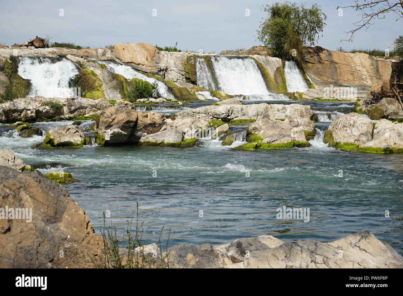 Khon Pa Soi Wasserfall in der Trockenzeit, Khon Pa Soi, Khon Pa Soi Wasserfall, Don Khon, Si Phan Don, 4000 Inseln, Süd-Laos, Laos Stock Photo