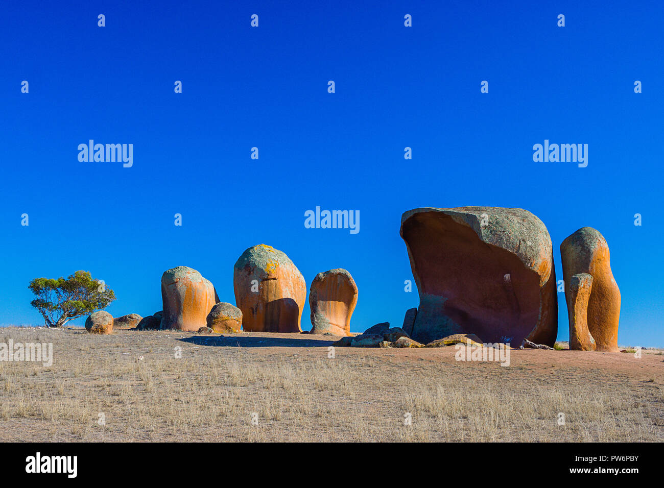 Murphy's Haystacks, a series of inselbergs of Hiltaba granite near Streaky Bay Eyre Peninsula South Australia Stock Photo