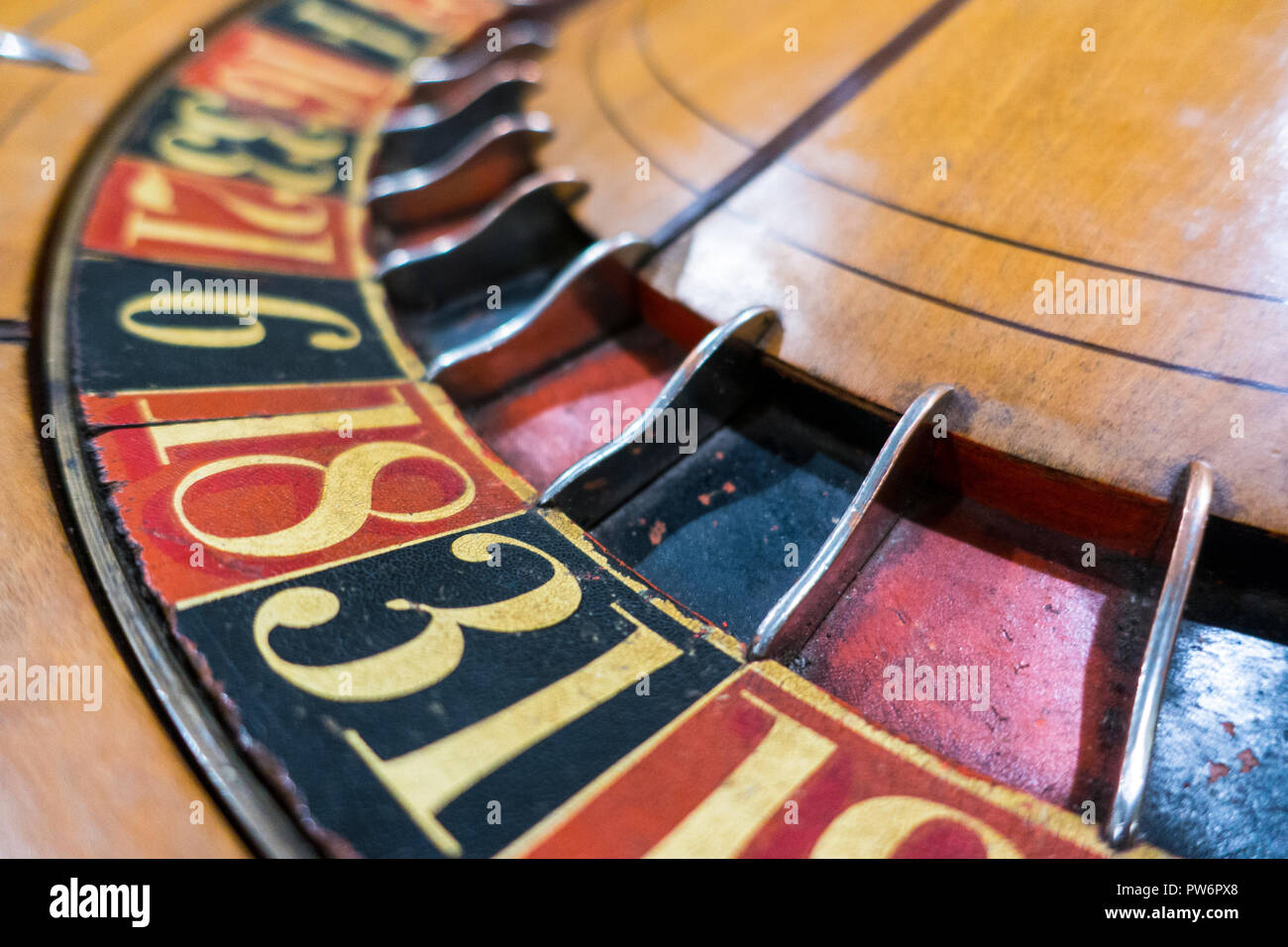 Old Casino Roulette Wheel With Numbers And Colors 18 31 Stock Photo Alamy