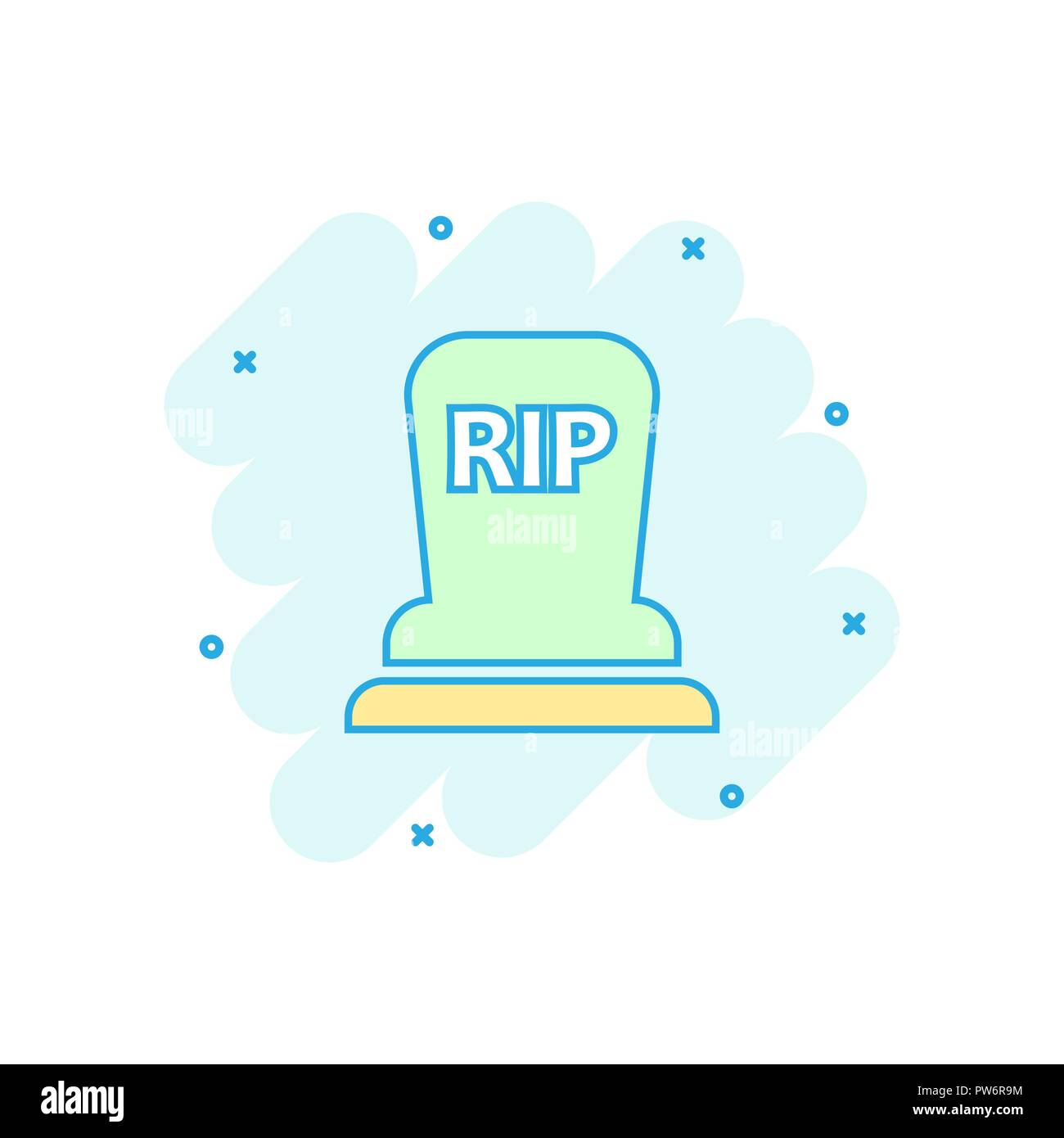 Vector cartoon halloween grave icon in comic style. Gravestone sign ...