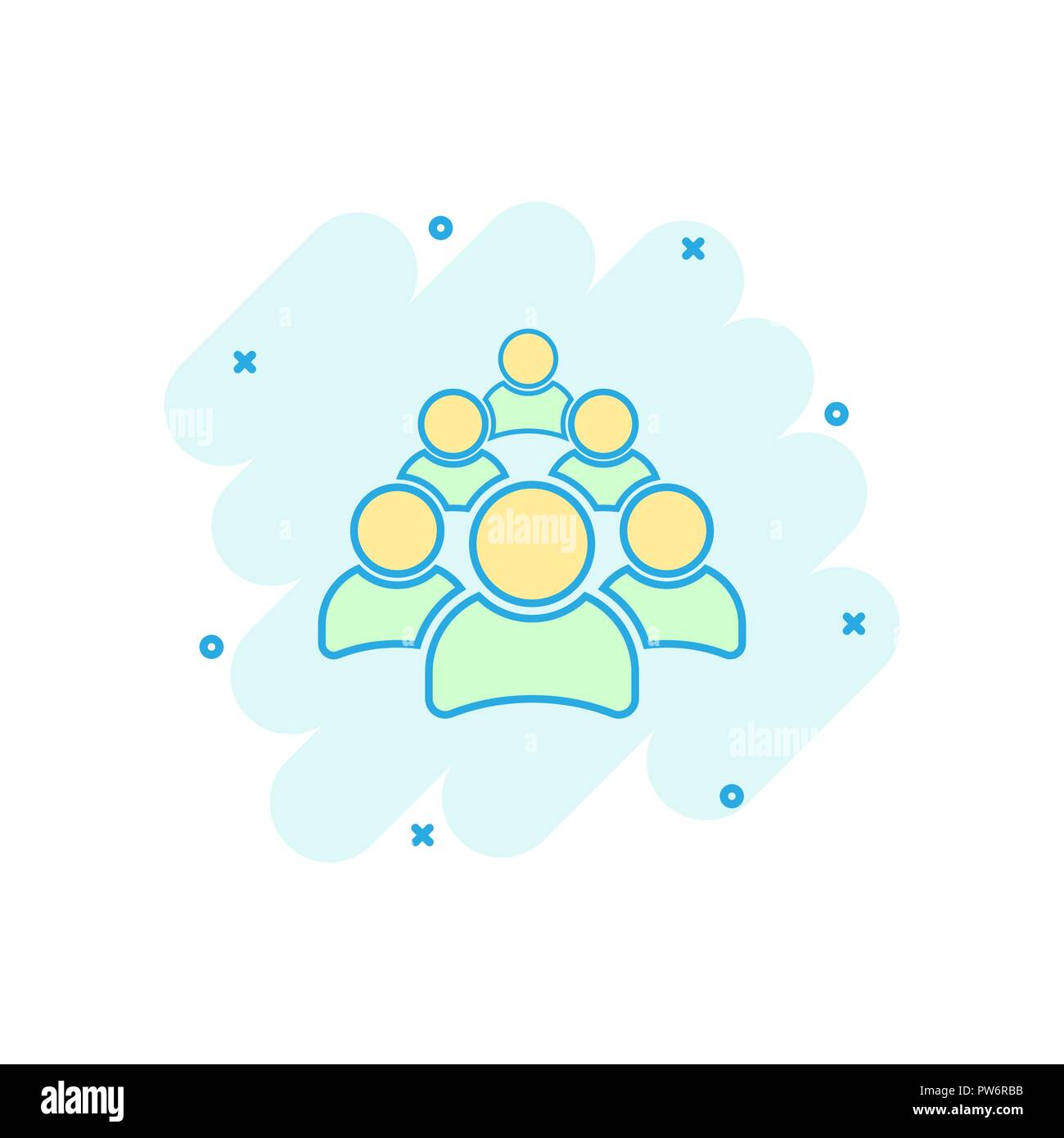Vector cartoon group of people icon in comic style. Persons sign ...