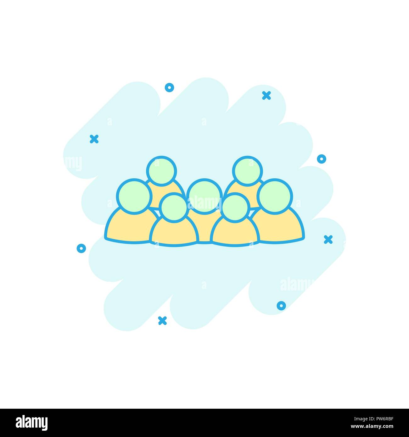 Vector cartoon group of people icon in comic style. Persons sign ...