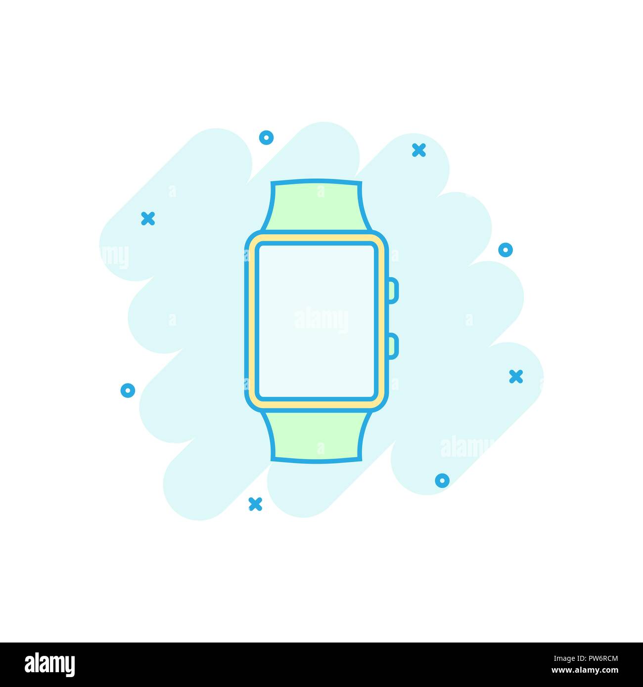 Vector cartoon watch icon in comic style. Clock sign illustration pictogram. Timer business splash effect concept. Stock Vector