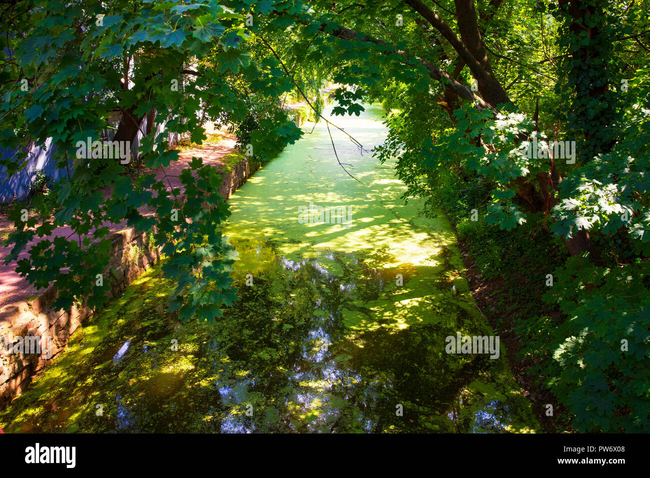 An 18th century canal and tow path used in the transport of goods, New Hope, PA. Stock Photo