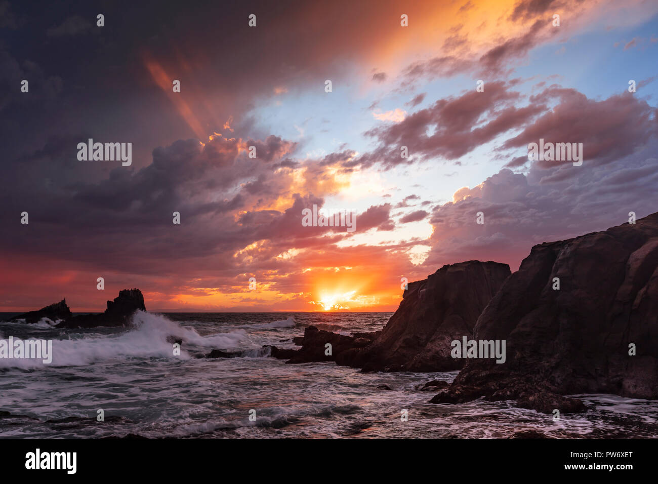 Wonderful Sunset Laguna Beach Stock Photo