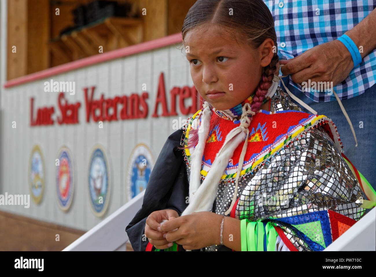 BISMARK, NORTH DAKOTA, September 8, 2018 : Preparation for the 49th annual United Tribes Pow Wow, one large outdoor event that gathers more than 900 d Stock Photo