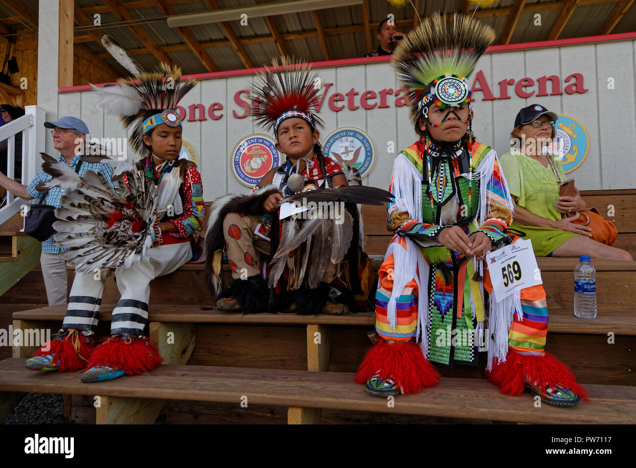 BISMARK, NORTH DAKOTA, September 8, 2018 : 49th annual United Tribes Pow Wow, one of largest outdoor event, gathers in Bismark more than 900 dancers a Stock Photo