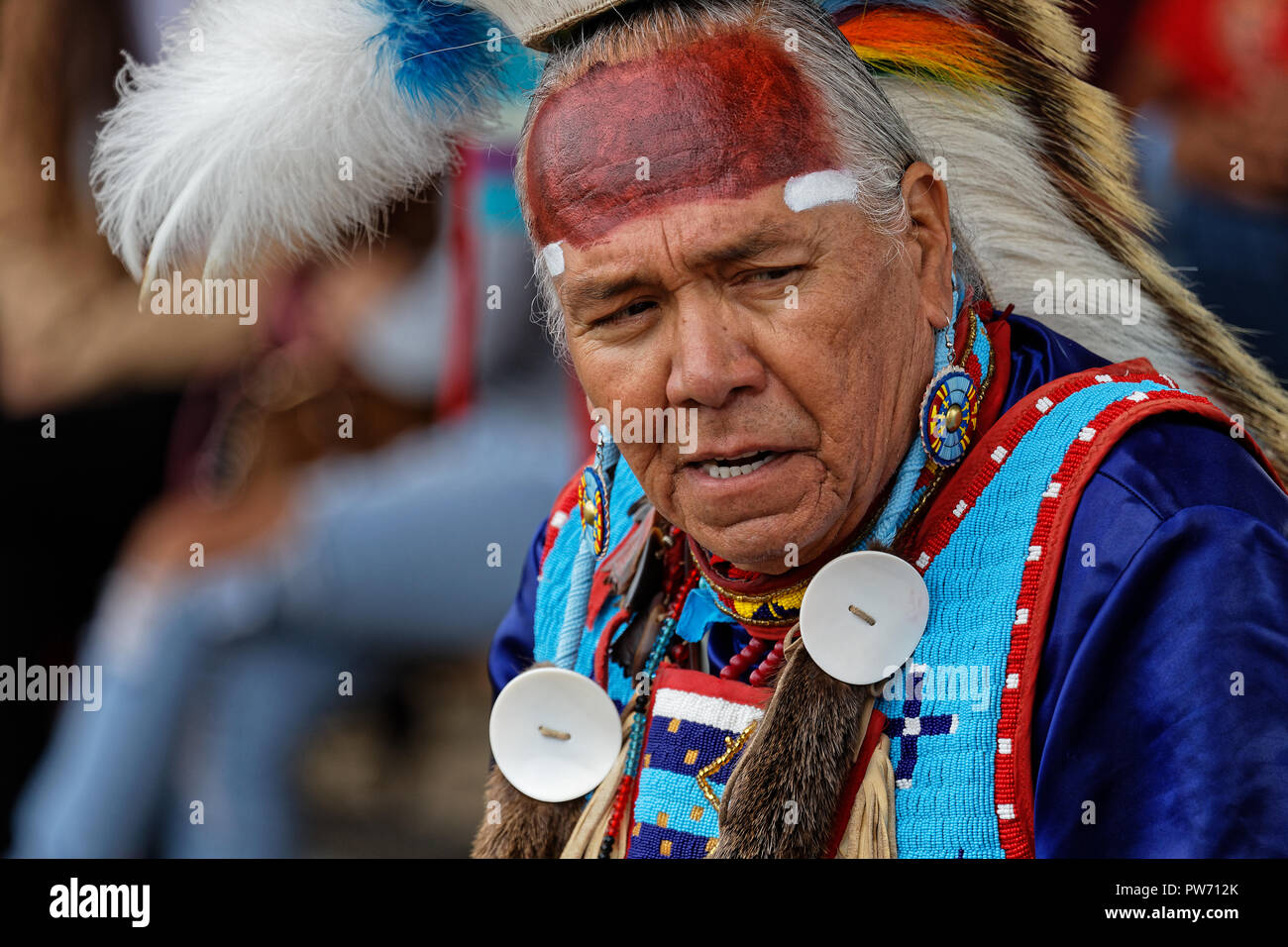 BISMARK, NORTH DAKOTA, September 9, 2018 : 49th annual United Tribes Pow Wow, one of largest outdoor event, gathers in Bismark more than 900 dancers a Stock Photo
