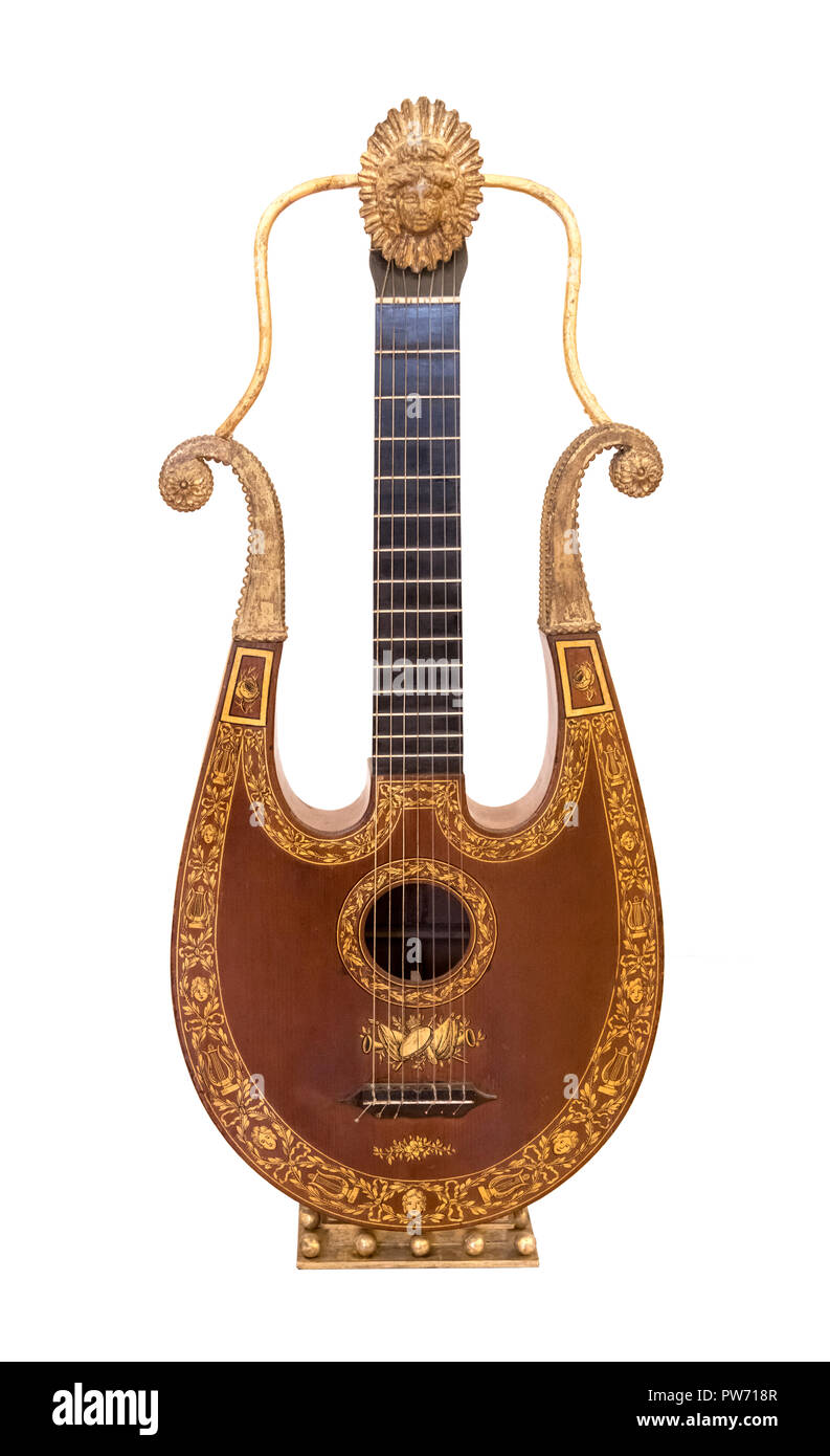 Lyre guitar, unknown French maker, 1st half of 19th century Stock Photo