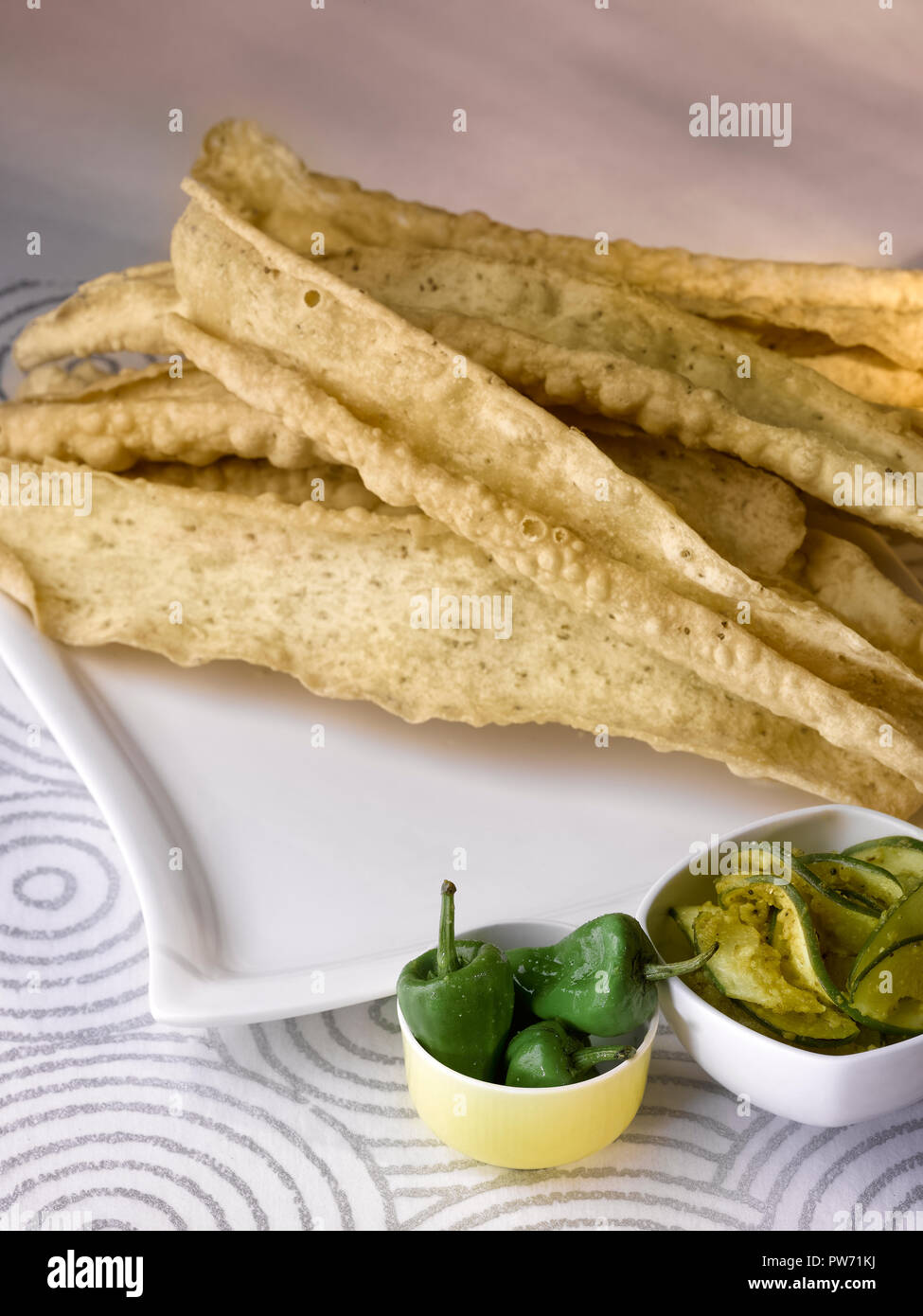INDIAN SAVOURY MADE FROM FRIED GRAM FLOOR CALLED FAFDA GANTHIA WITH