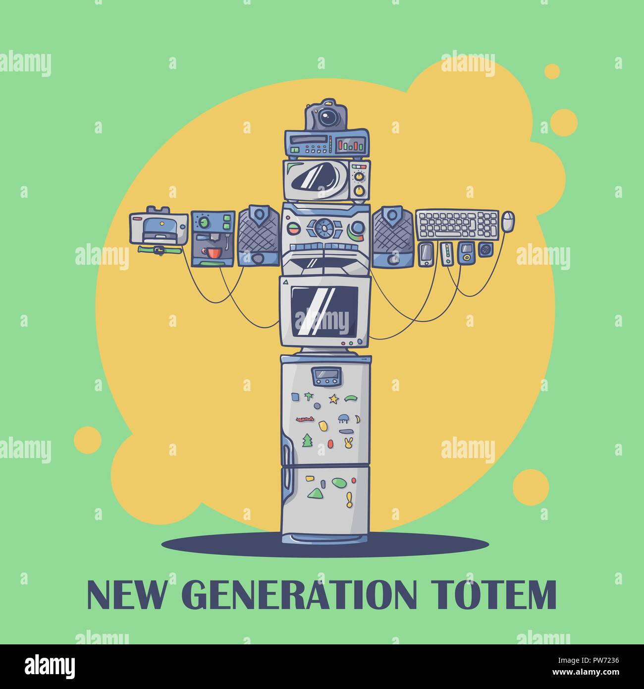New Generation Totem compoung from different gadgets Stock Vector