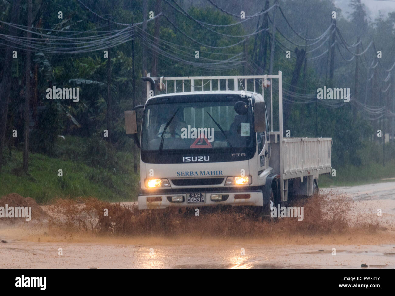 Flash floods caused by heavy rain around Kota Kinabalu Sabah Malaysia Borneo Stock Photo