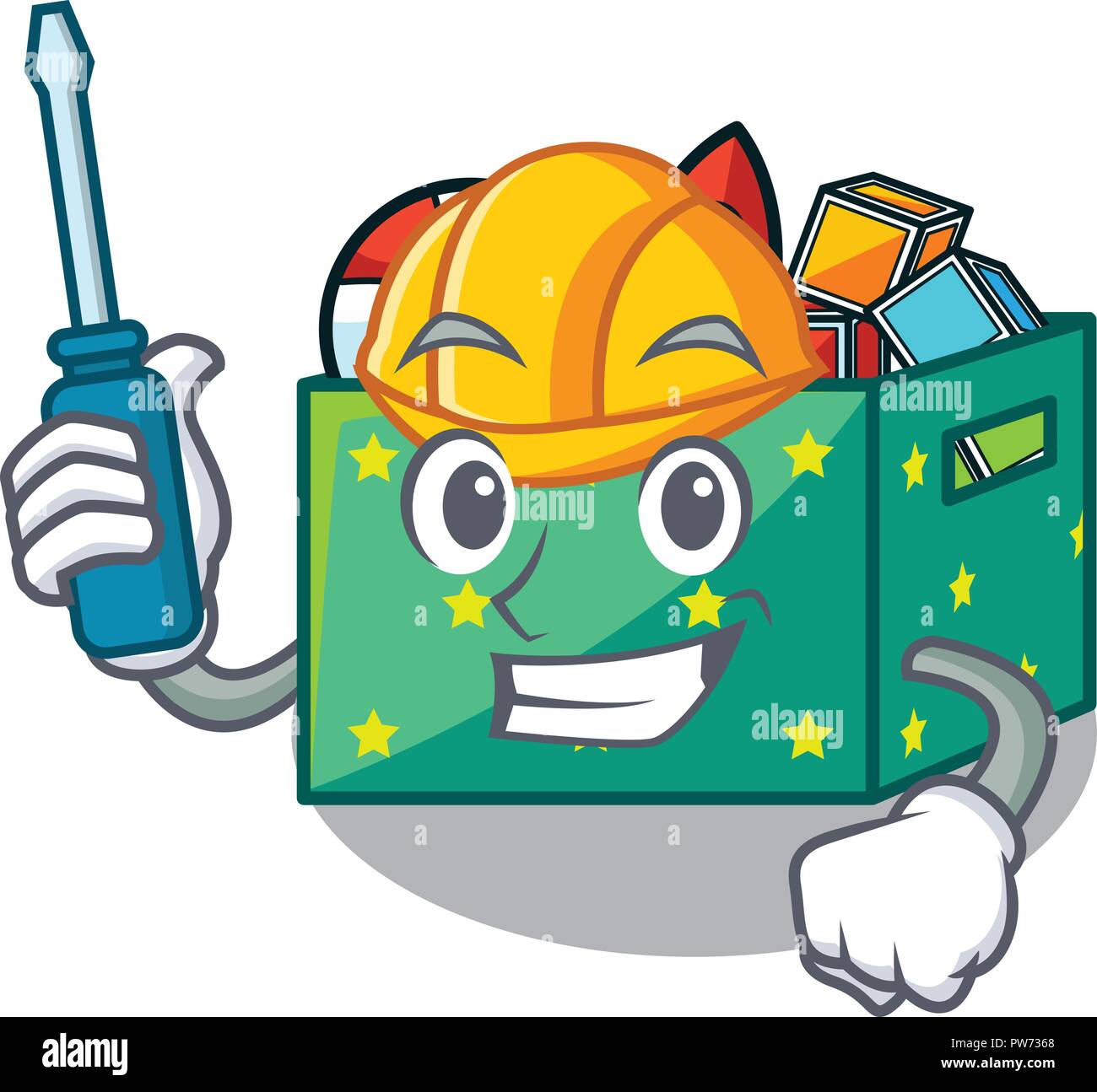 Automotive children toy boxes isolated on mascot Stock Vector Image