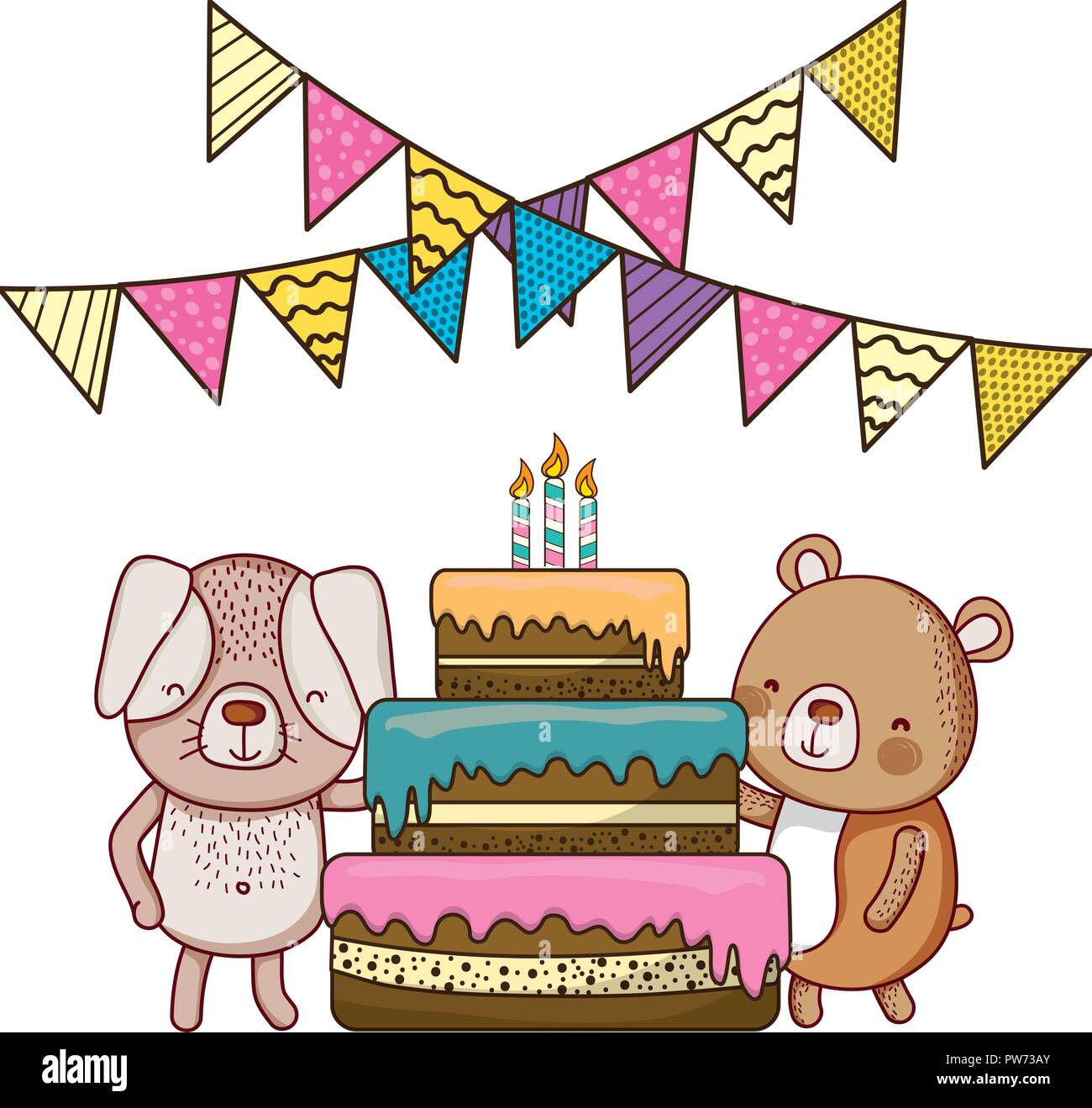 Happy birthday cute animals Stock Vector Image & Art - Alamy