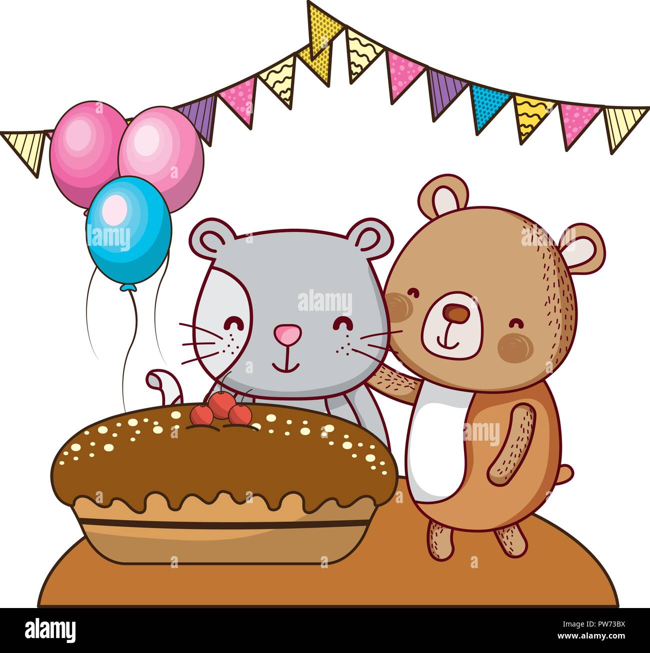 Happy birthday cute animals Stock Vector Image & Art - Alamy