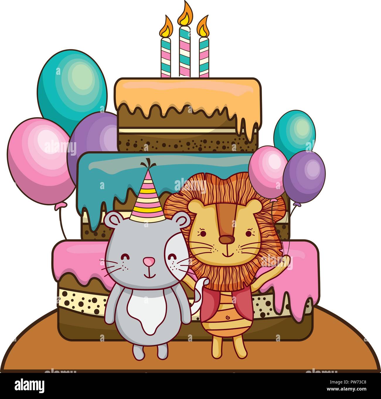 Happy Birthday Cute Animals Stock Vector Image Art Alamy Happy birthday cute animals stock vector image art alamy