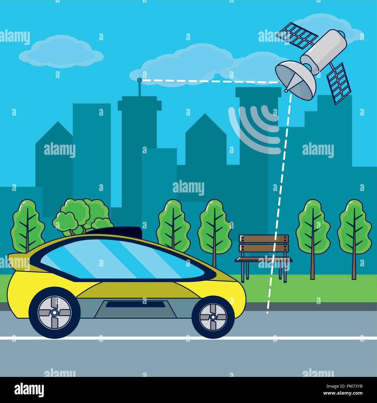 Autonomous Car technology Stock Vector Image & Art - Alamy