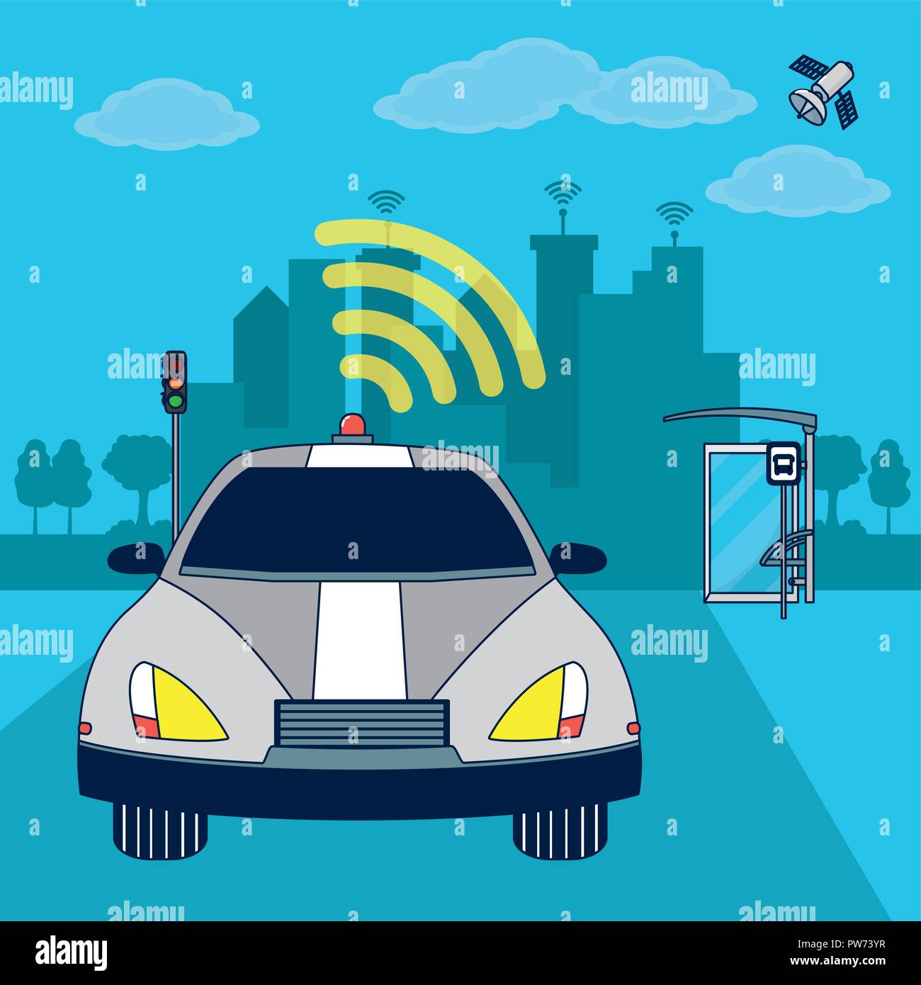 Autonomous Car technology Stock Vector Image & Art - Alamy