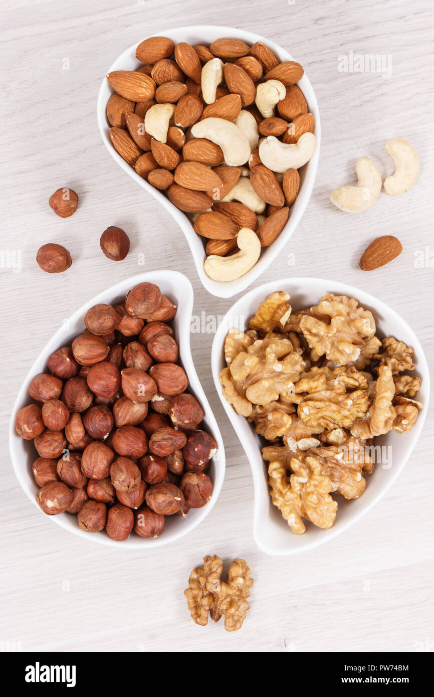 Healthy different nuts and almonds as source natural vitamins and