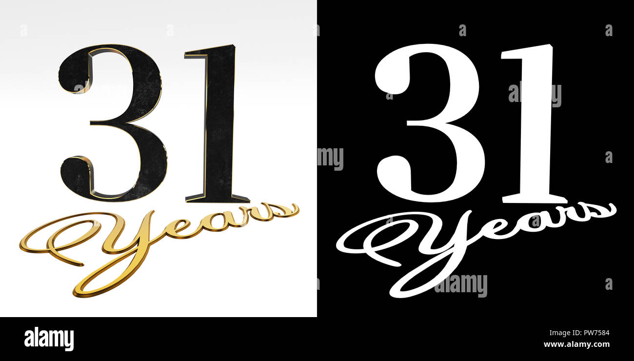Golden number thirty one (number 31) and the inscription years with