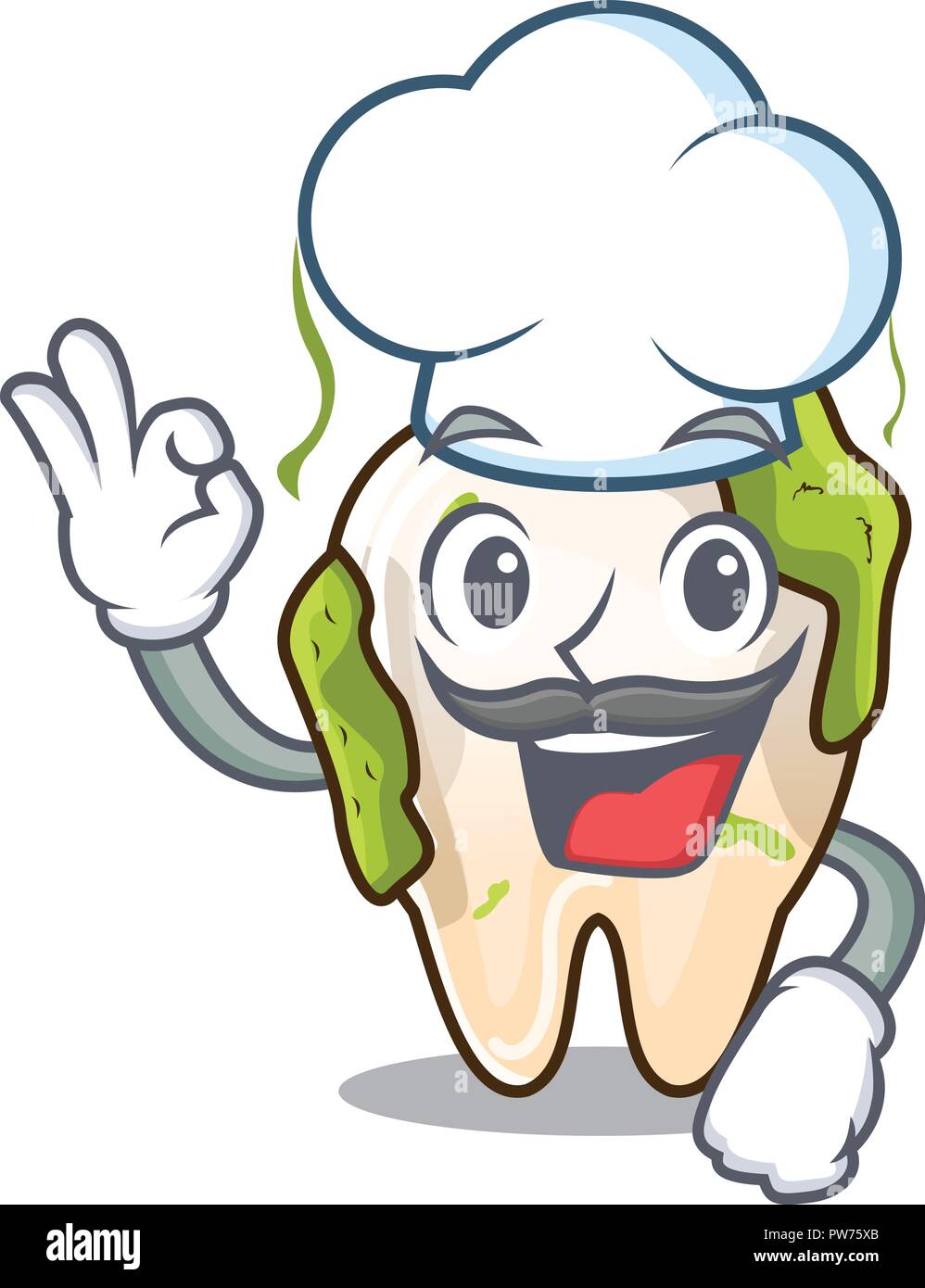 Chef cartoon unhealthy decayed teeth in mouth Stock Vector Image & Art ...