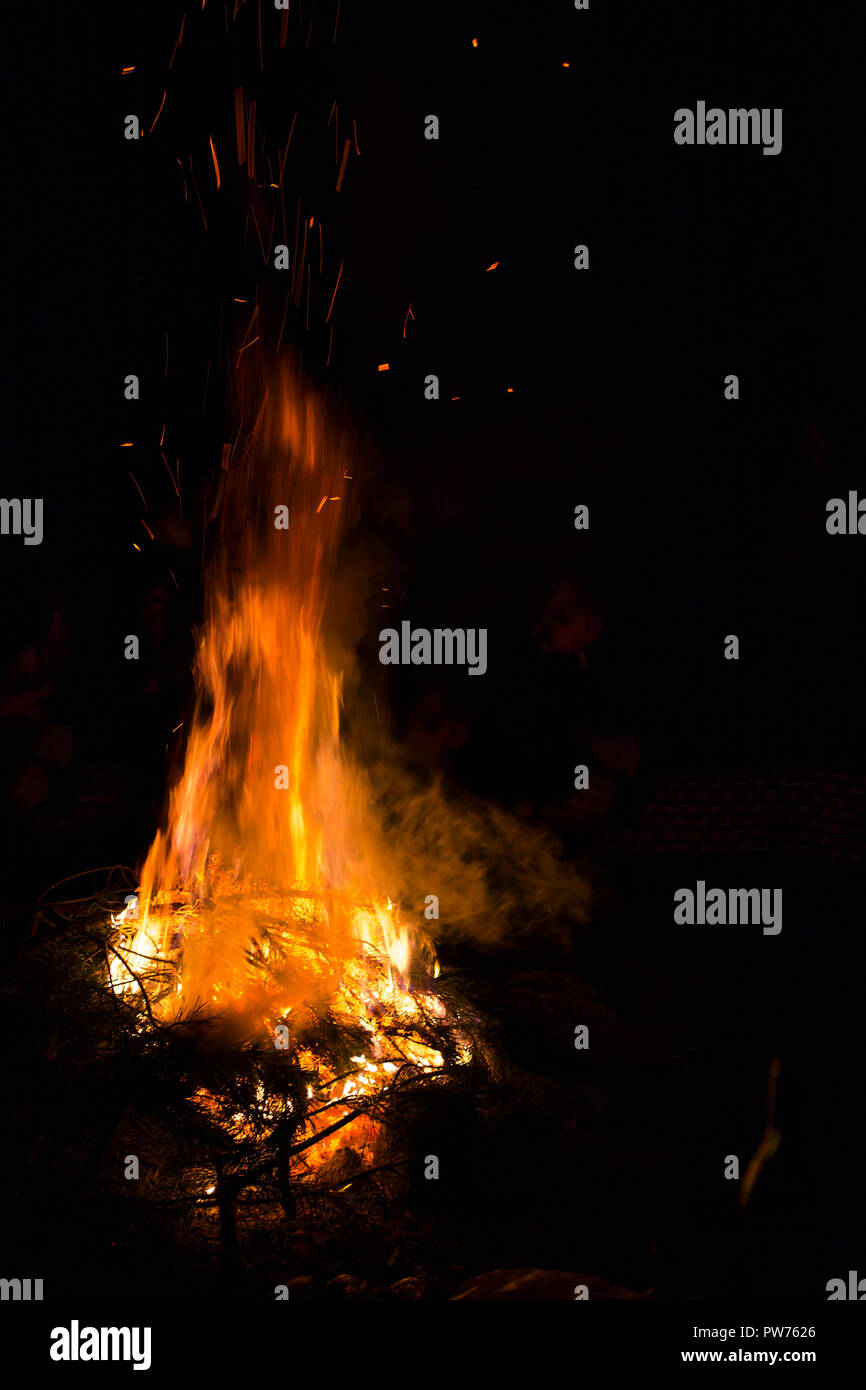 Fire flames and background Stock Photo