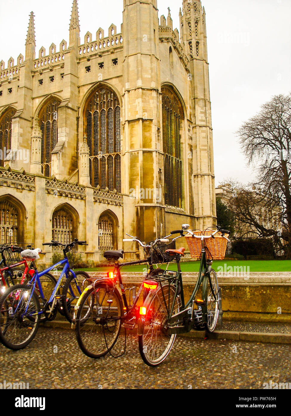 Push bikes cycles outside Kings collage Cambridge Cambridgeshire