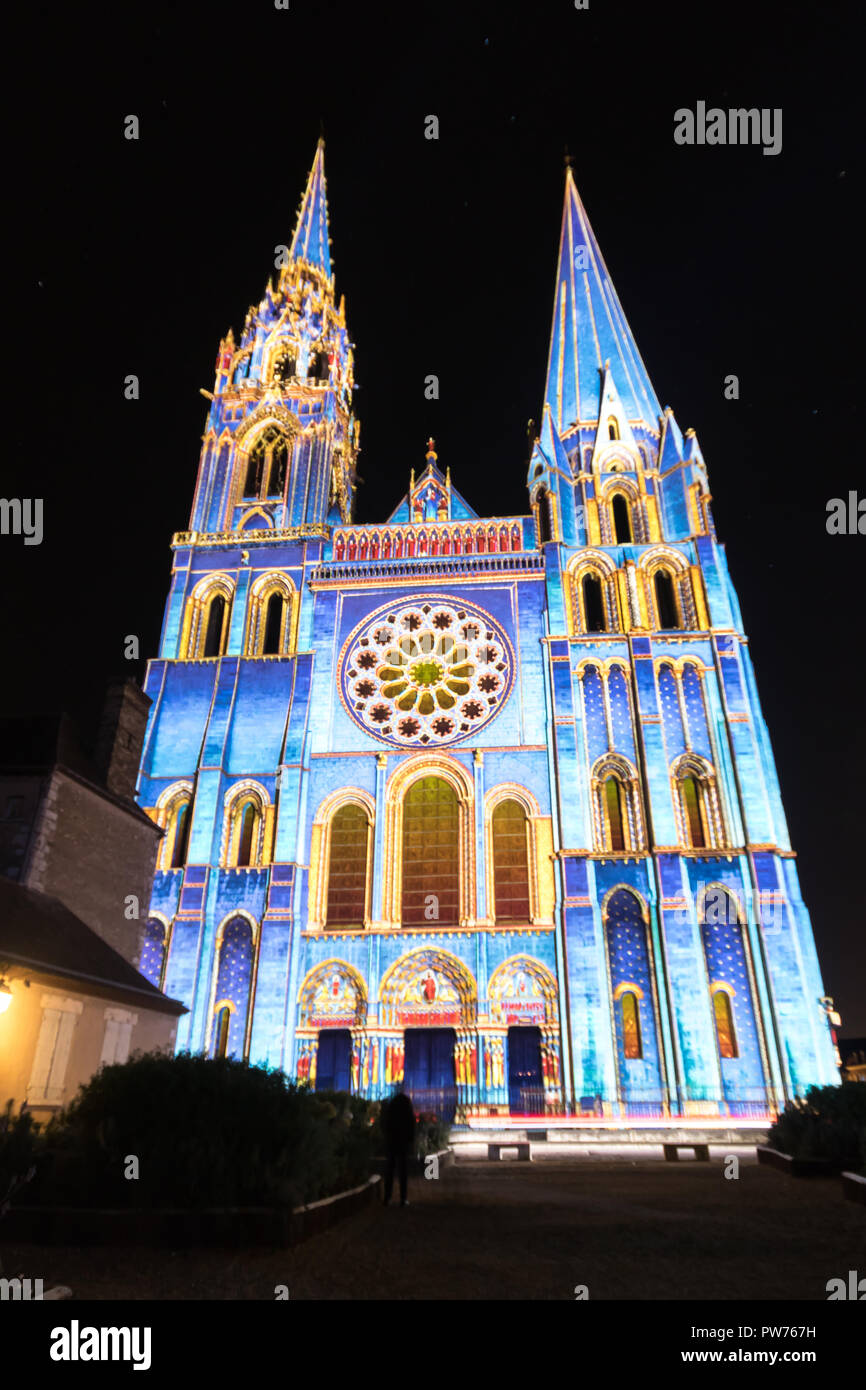 Chartres Light Building facade light festival Chartres in France Stock Photo - Alamy