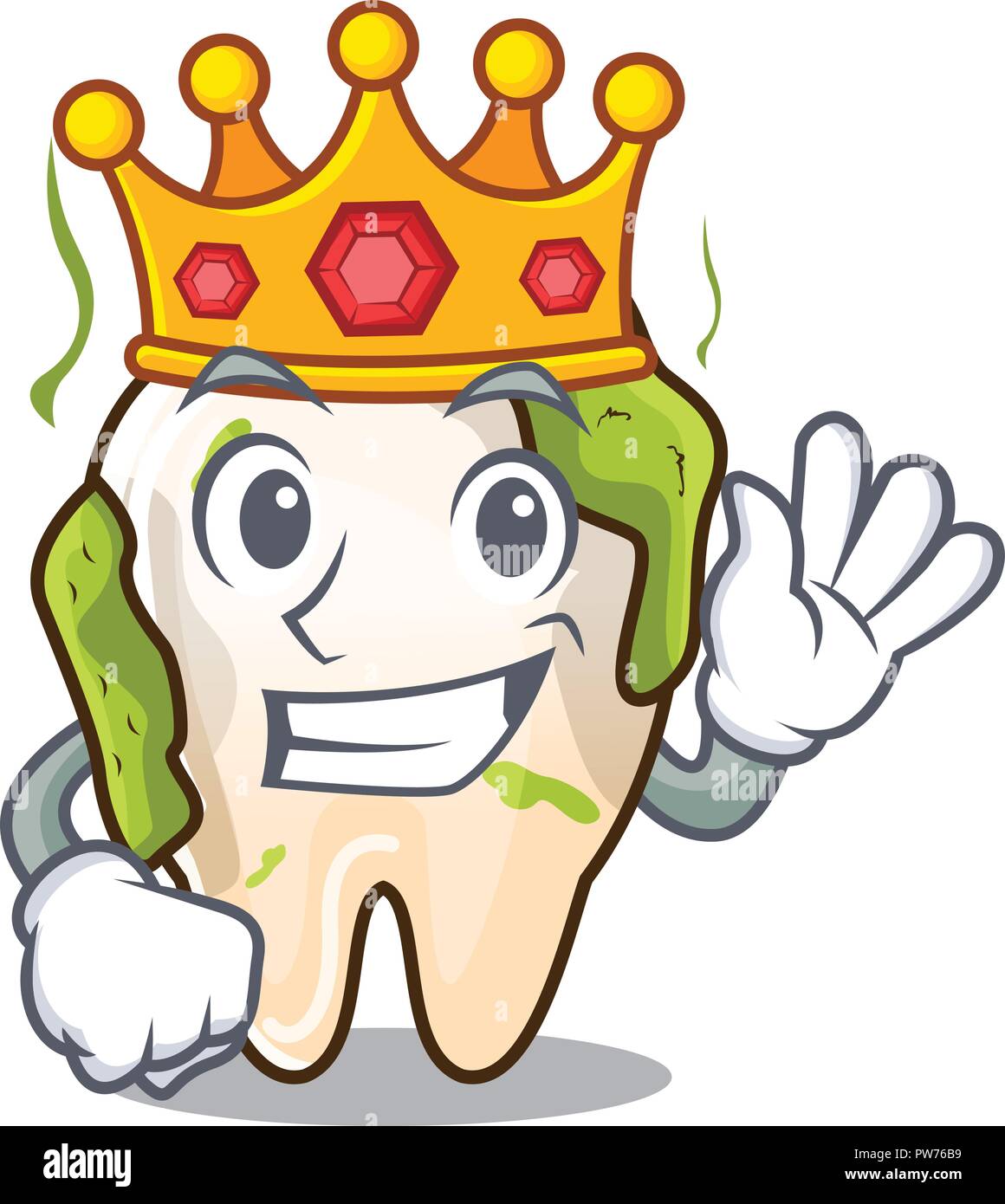 King cartoon decayed tooth with dental caries Stock Vector Image & Art ...