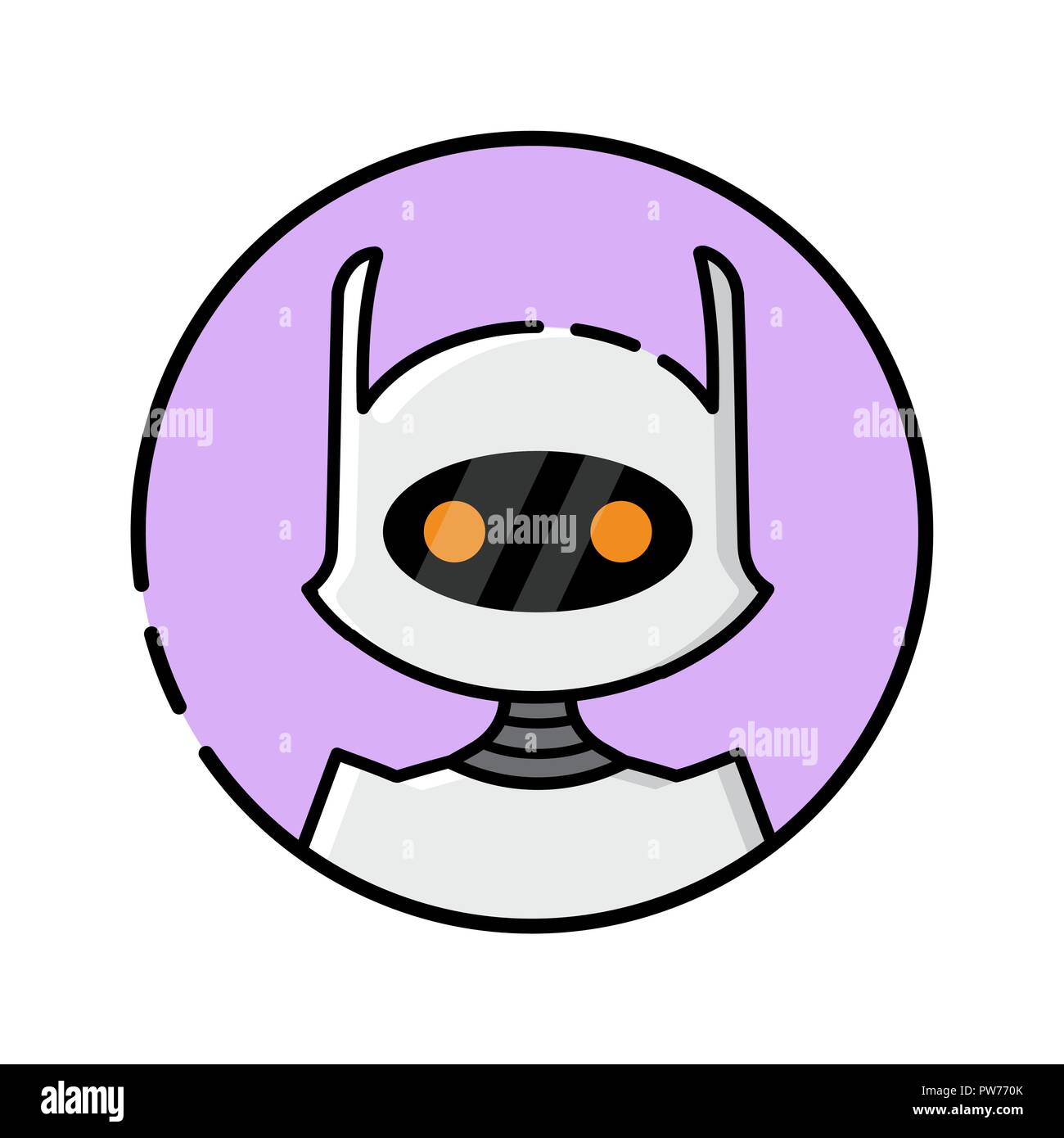 Round robot icon line style on white background Stock Vector