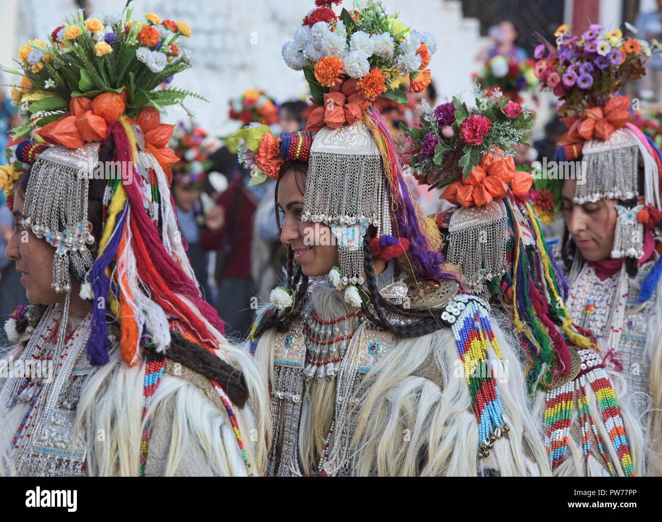 Aryan (Brogpa) women in traditional costume, Biama village, Ladakh ...