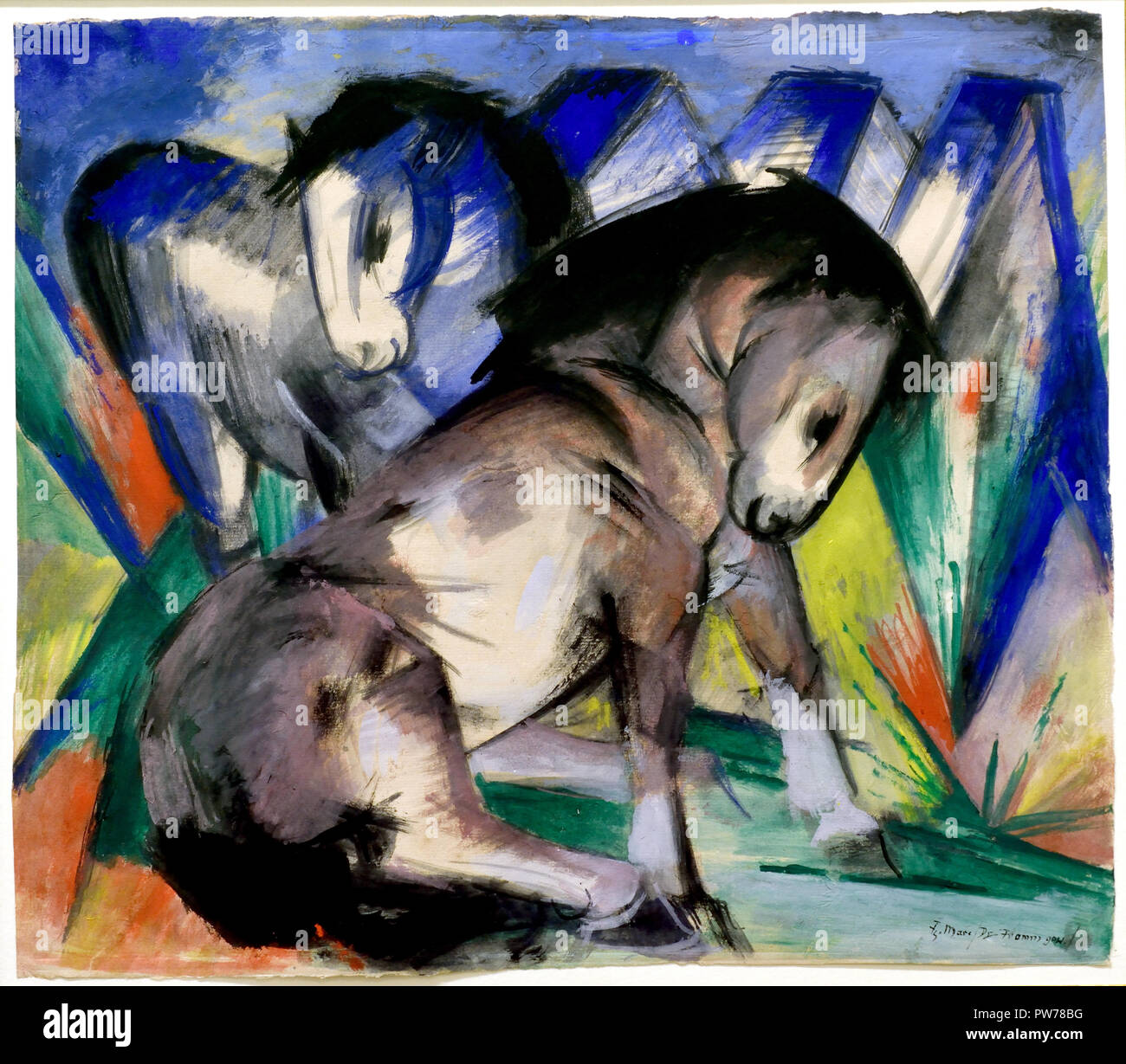 Two Horses 1913 Franz Marc 1880-1916 France French Stock Photo