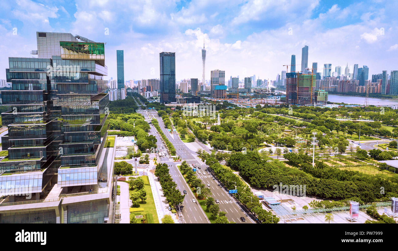 Aerial photograph of Guangzhou urban scenery Stock Photo