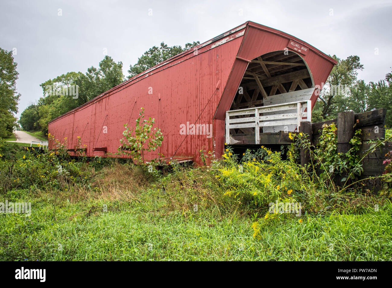 The historic Holliwell Covered Bridge spanning the Middle River