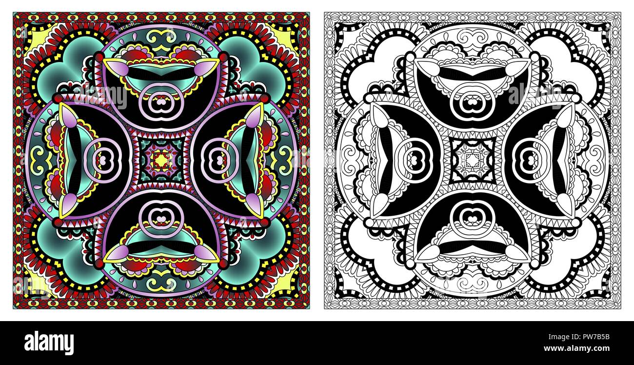 Coloring Pages Coloring Book For Adults Authentic Carpet Desig Stock Vector Image Art Alamy