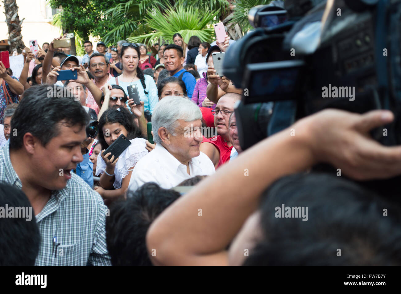 President-elect of Mexico, Andres Manuel Lopez Obrador during his visit to Merida, Yucatan, October 2018. Stock Photo