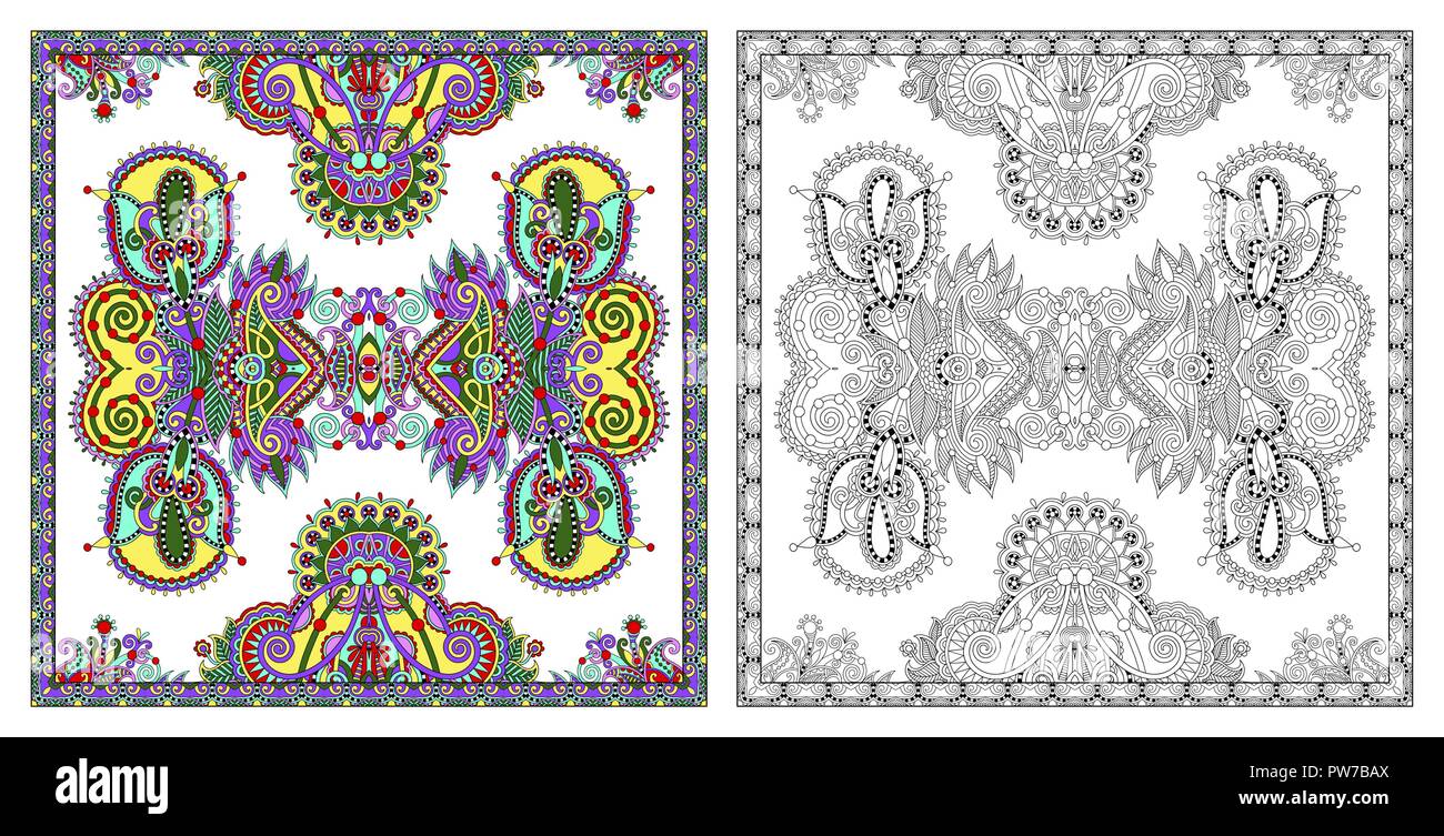 Flower pattern coloring pages Stock Vector Images - Alamy