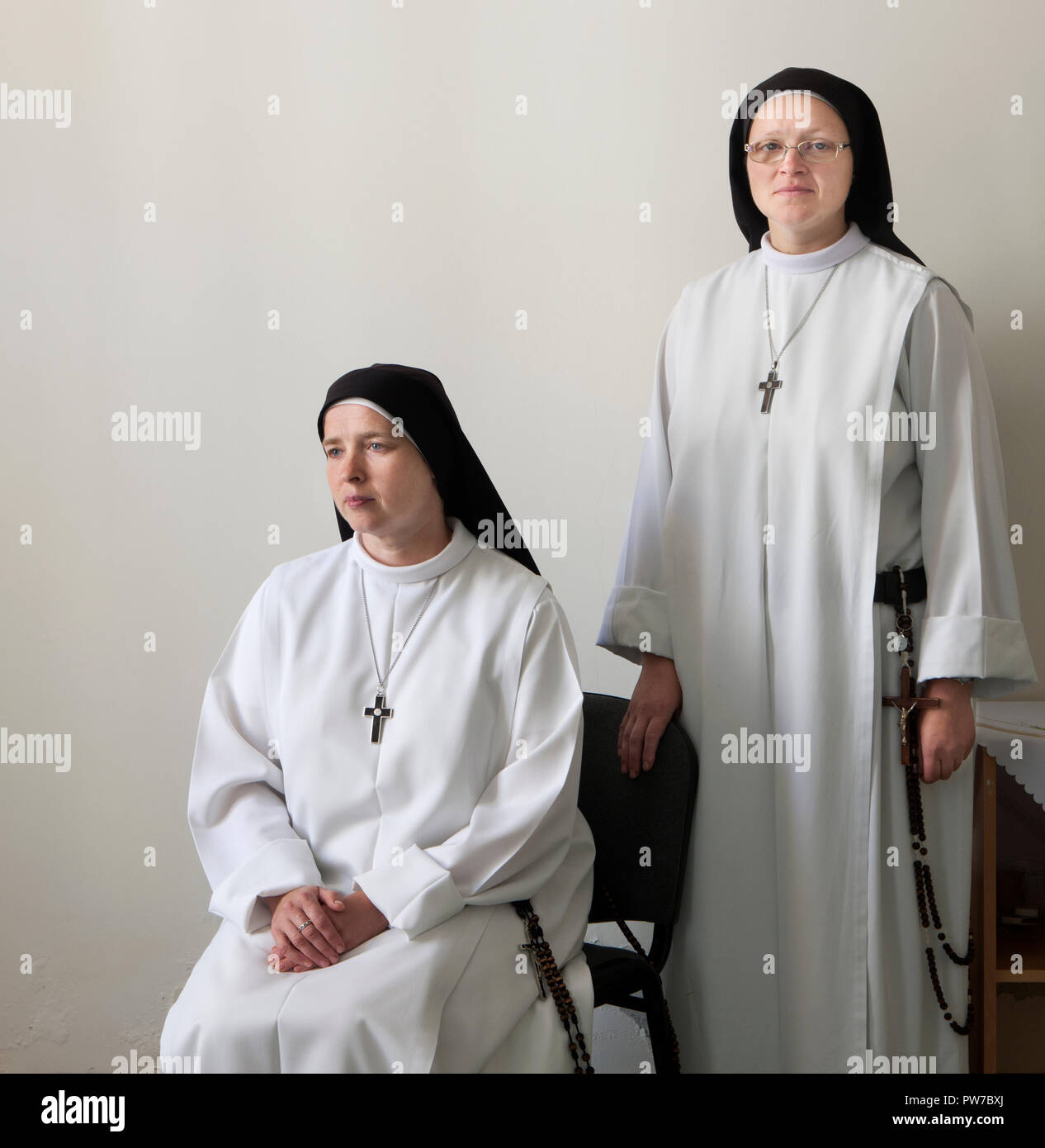 Kuldiga, Latvia. 03rd September, 2014. Dominican Sisters  Marite and Agnese at Our Lady of Sorrows women's monastery in Kuldiga, Latvia. Stock Photo