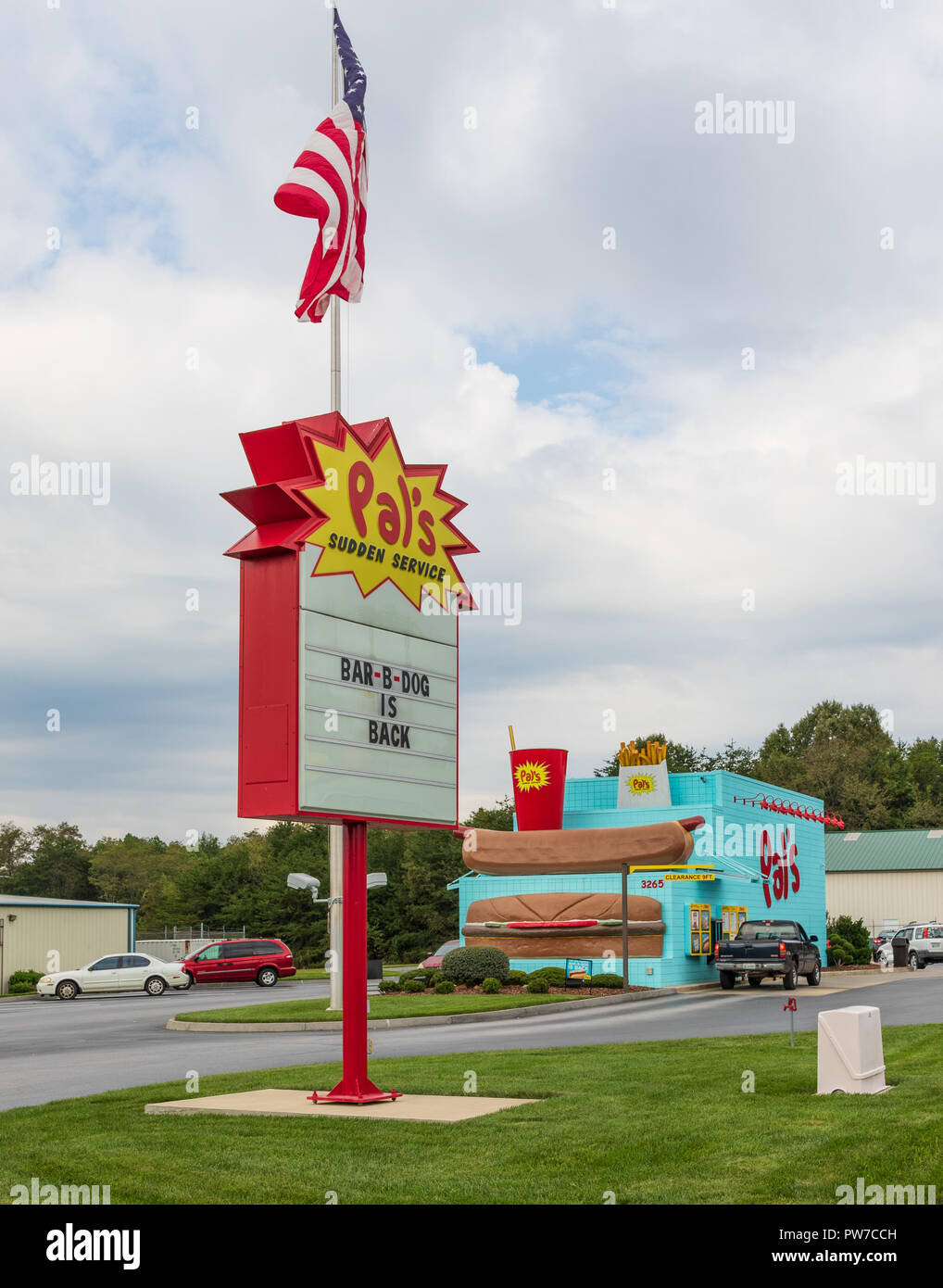 Greeneville, TN, USA-10-2-18: A Pal's fast food diner in Greeneville, with other stores in Tennessee and southwestern Virginia. Stock Photo