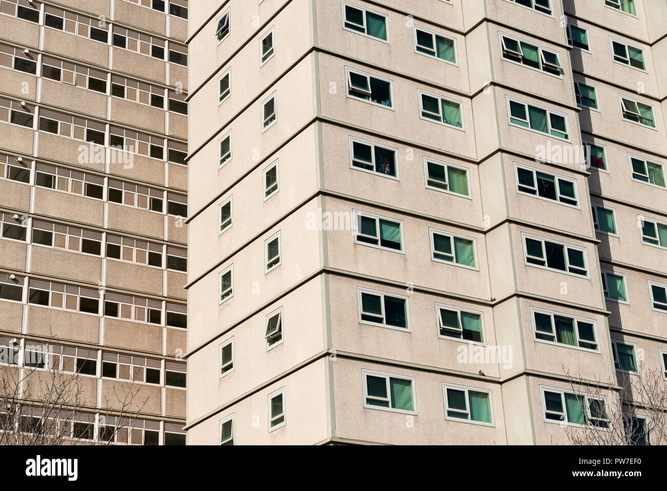 Government low cost and welfare accommodation apartment blocks close up. Stock Photo