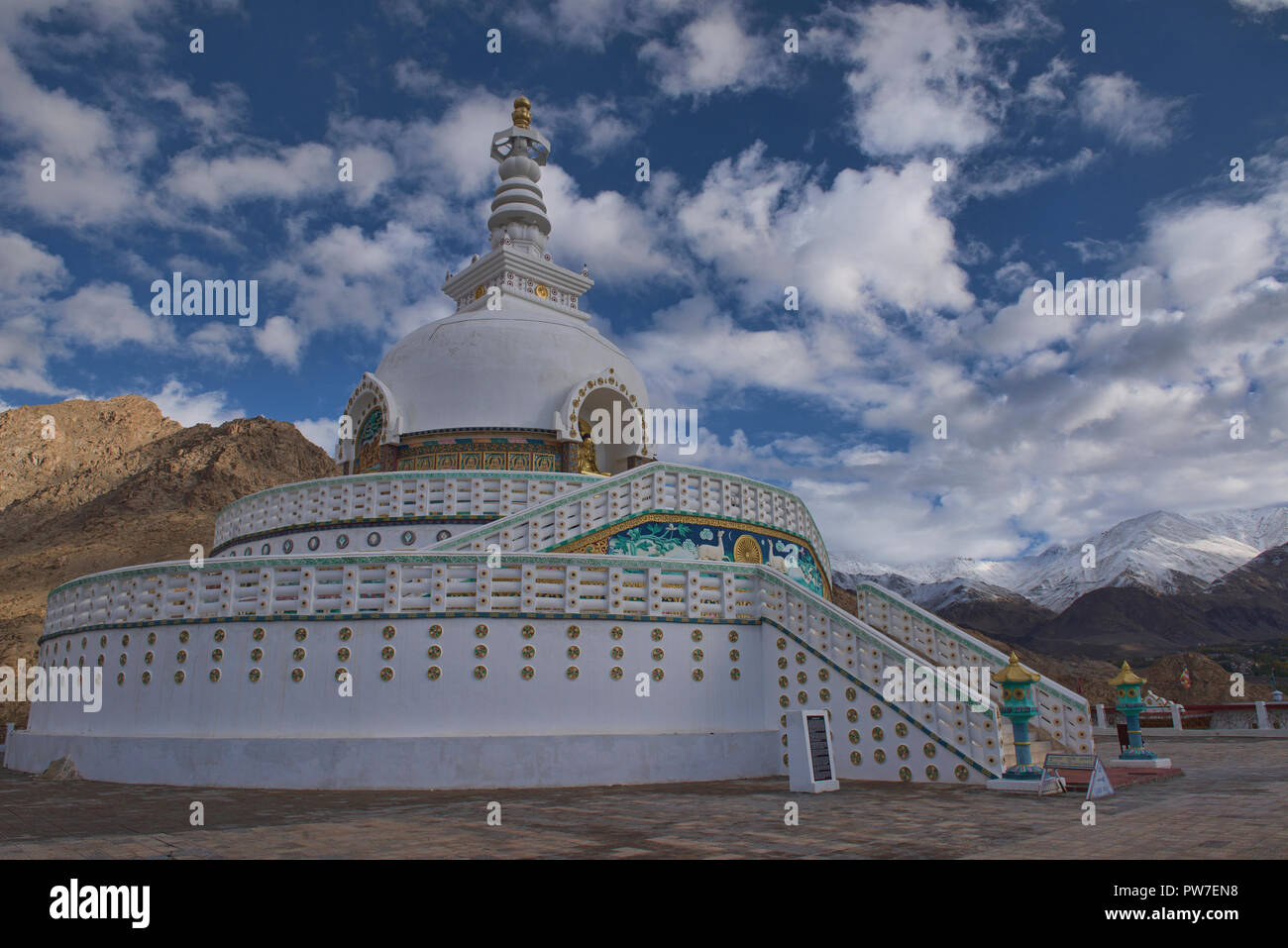 Shanti Stupa, Leh, Ladakh, India Stock Photo